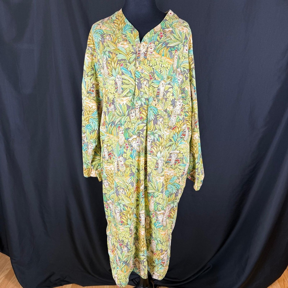 Vintage 90s Charles Goodnight Cotton Novelty Peanut Fiesta Jungle Nightshirt OS - Picture 2 of 13